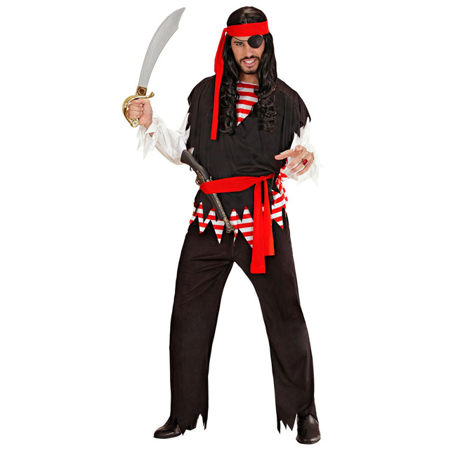 Costume de pirate Rouge Noir Hommes Rayé