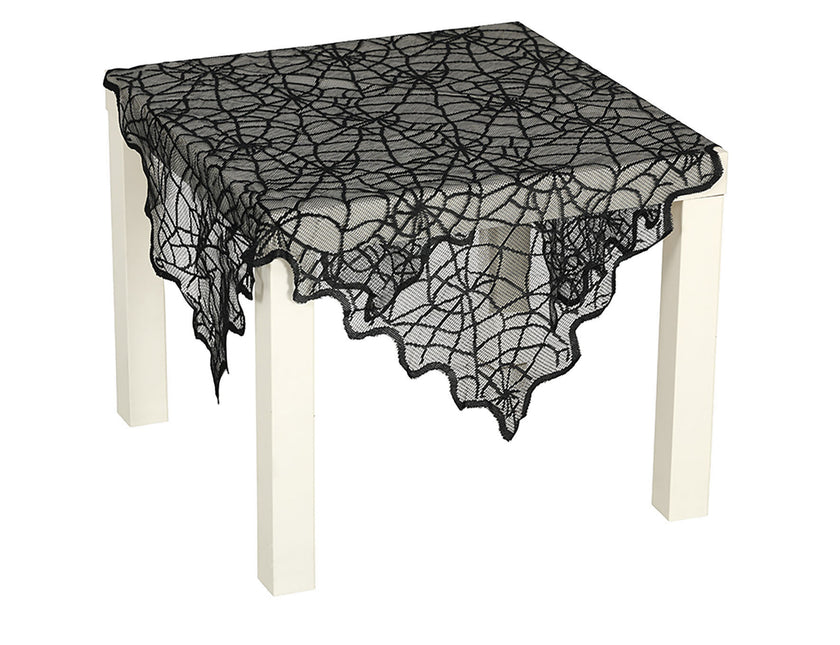 Nappe d'Halloween noire en dentelle 1m