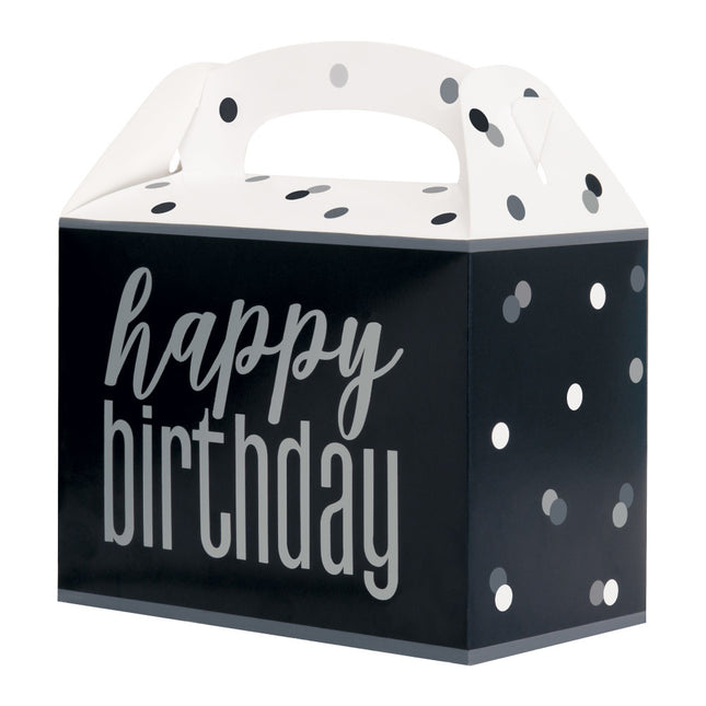 Boîtes à friandises Happy Birthday Noir 6pcs