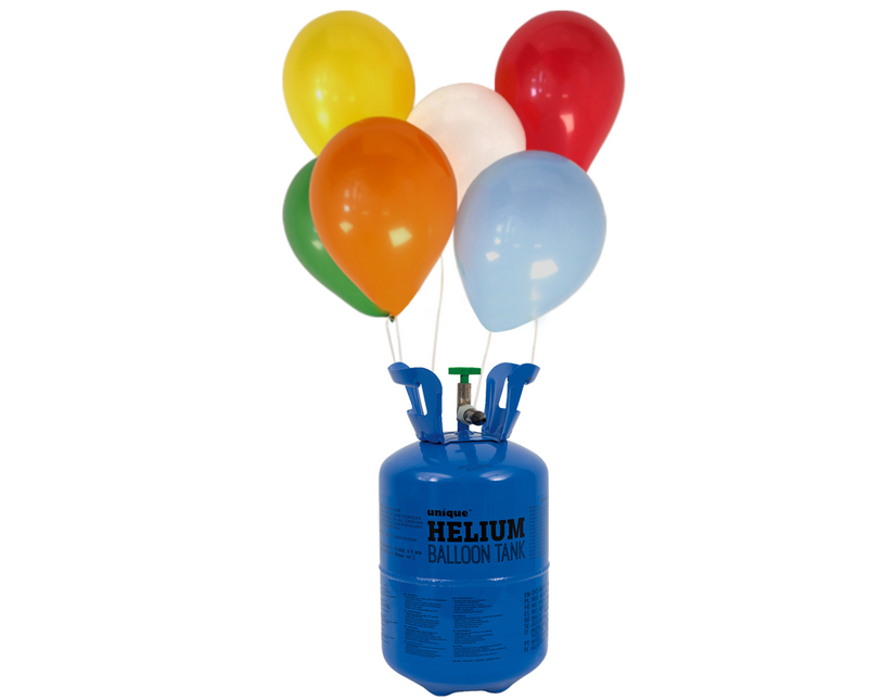 Réservoir d'hélium avec 30 ballons et ruban