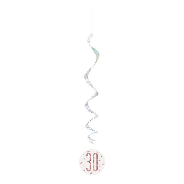 Décoration suspendue 30 ans Or Rose 81cm 6pcs