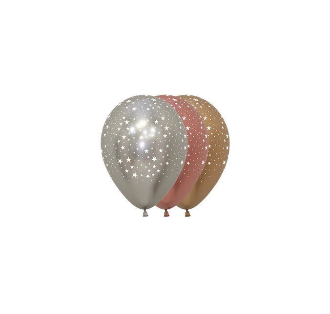 Ballons Étoiles Reflex Mix 12cm 50pcs