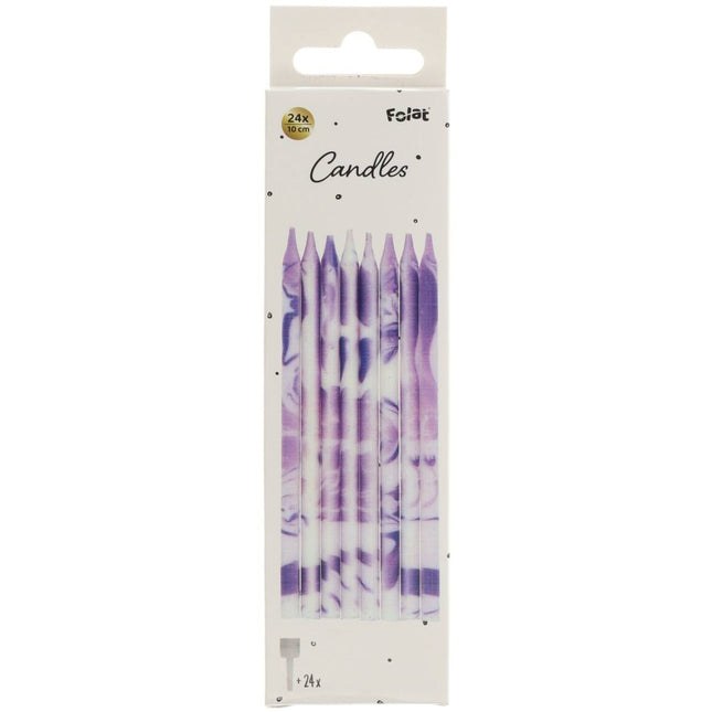 Bougies violettes Marbre 24pcs