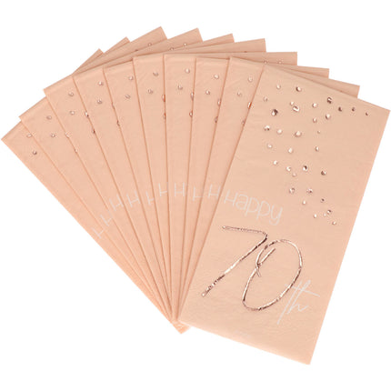 Serviettes de table 70 ans or rose 33cm 10pcs