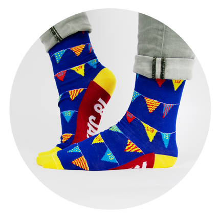 Chaussettes rigolotes 18 ans Drapeaux 1 paire