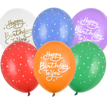 Ballons Happy Birthday To You Mix 30cm 6pcs