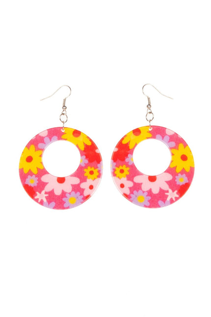 Boucles d'oreilles hippie rose fluo