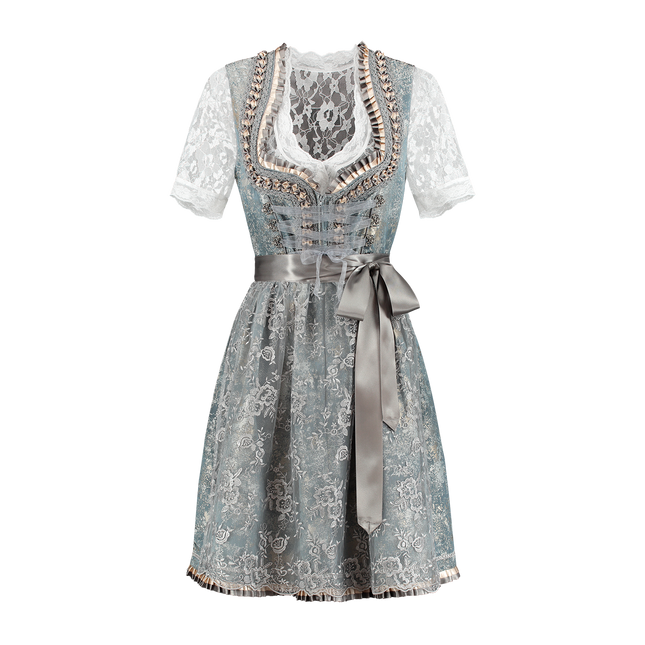 Gold Silver Dirndl Dress Oktoberfest Ladies 2 Piece