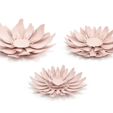 Fleurs en papier rose pastel 3pcs