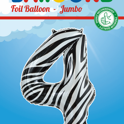 Ballon de baudruche Figure 4 Zebra XL 86cm vide