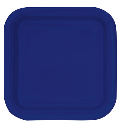 Assiettes bleues carrées 23cm 14pcs