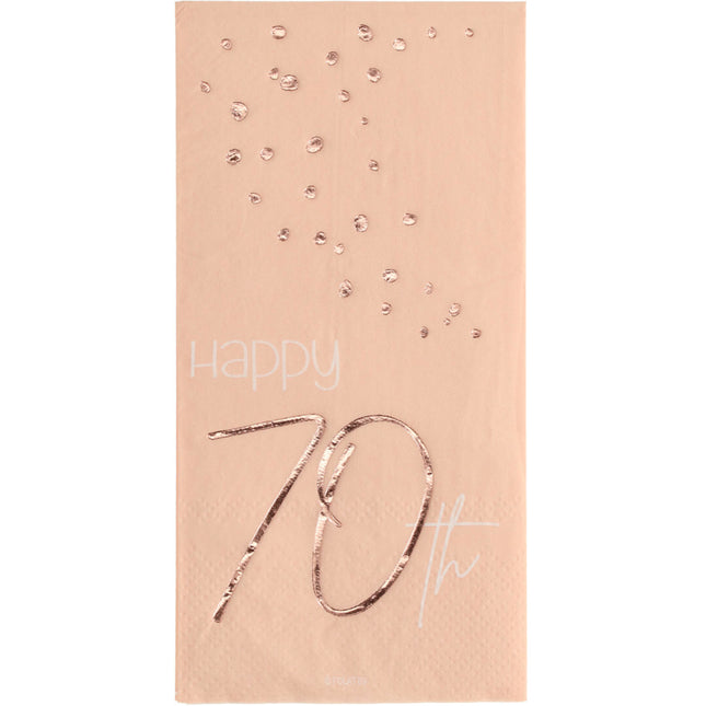 Serviettes de table 70 ans or rose 33cm 10pcs