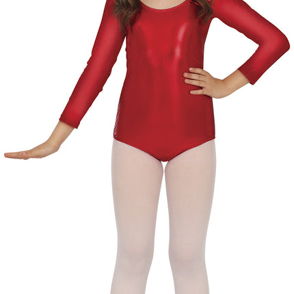 Girl Red Metallic leotard