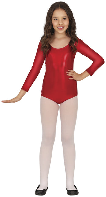 Girl Red Metallic leotard