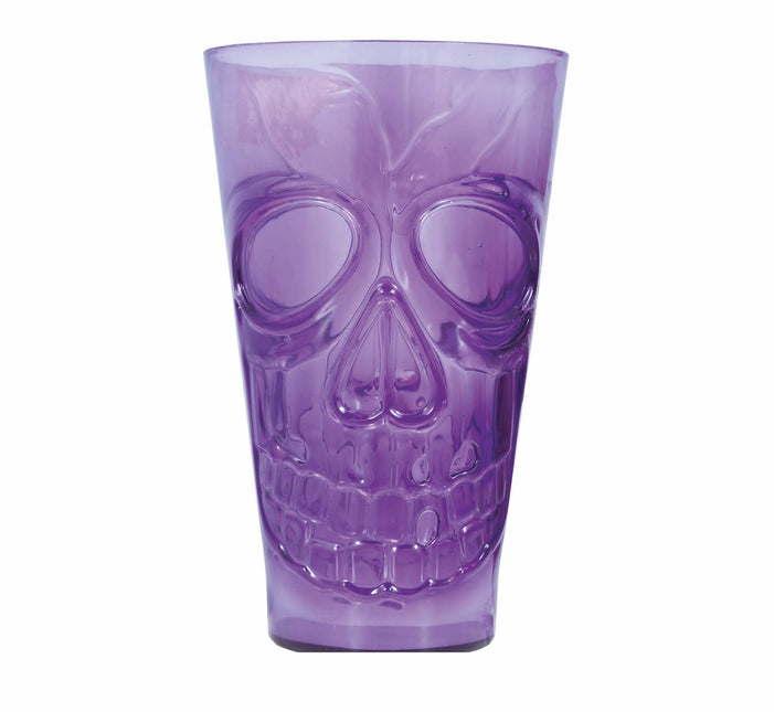 Crâne en verre violet d'Halloween 15cm