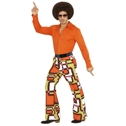 Pantalon Disco 70S Vert Orange Hommes