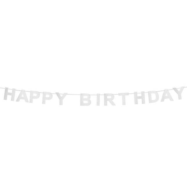 Guirlande de lettres Happy Birthday argentée 2.25m