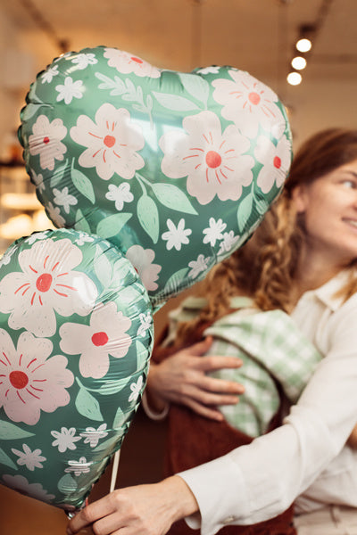 Ballon à l'hélium Coeur Fleurs Vide 45cm