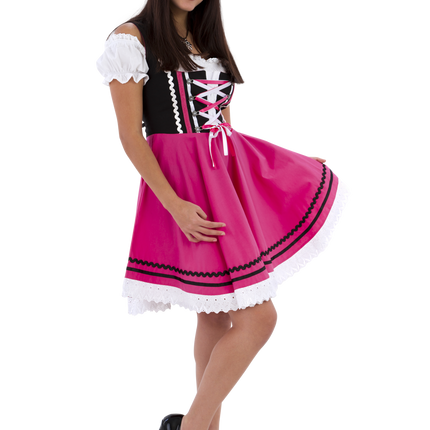 Oktoberfest Dirndl Dress Oktoberfest Black Pink Ladies 2 Pieces