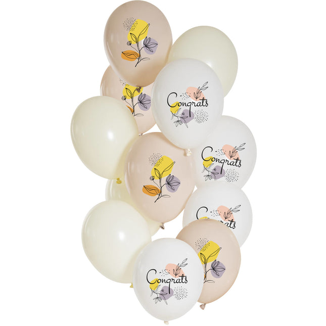 Ballons Congrats Flowers 33cm 12pcs