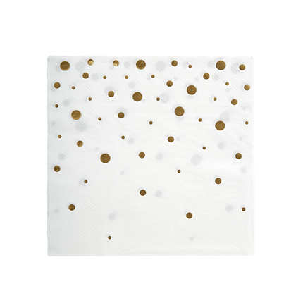 Serviettes de table Gold Dots White 17cm 16pcs