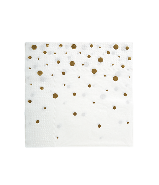 Serviettes de table Gold Dots White 17cm 16pcs