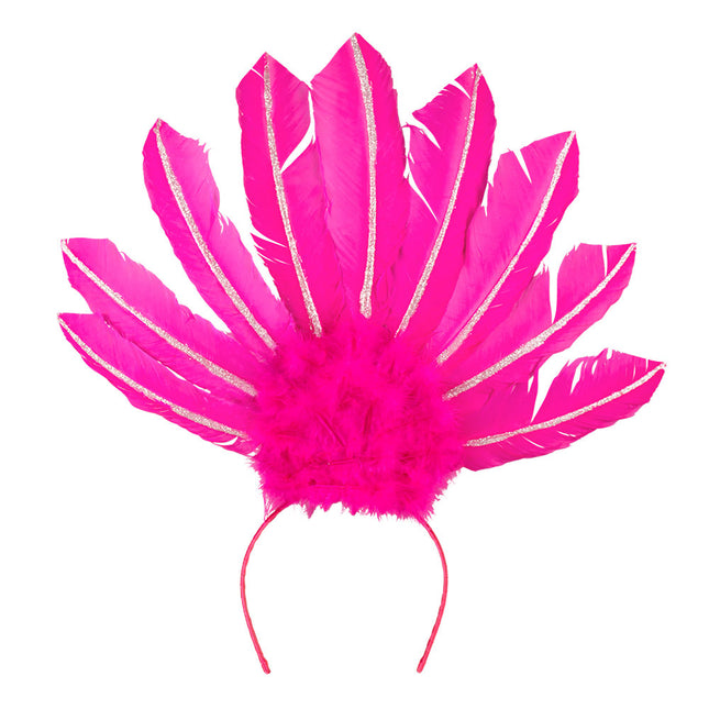 Bandeau de plumes roses