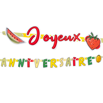 Guirlande de lettres Fruit Joyeux Anniversaire Carton 3m