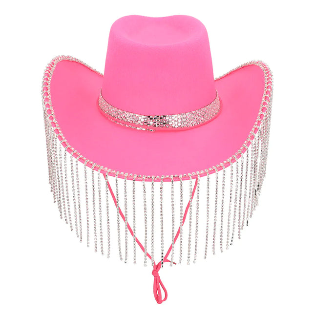 Chapeau de cowgirl rose pailleté