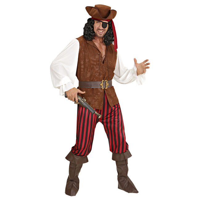 Costume de pirate Marron Rouge Hommes 7 pièces