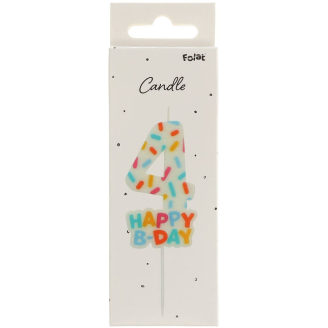 Bougie de joyeux anniversaire 4 ans 7cm