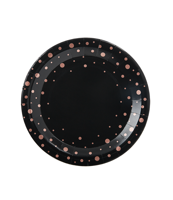 Assiettes Pink Dots Black 20cm 8pcs