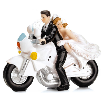 Décor de gâteau Couple de mariage Moto 11.5cm