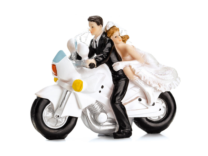 Décor de gâteau Couple de mariage Moto 11.5cm