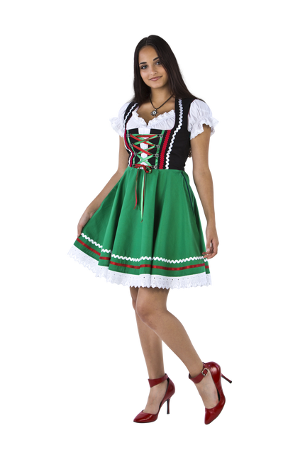 Dirndl 2-dlg.noir/vert, blouse Carmen