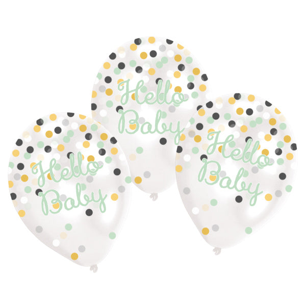 Ballons Hello Baby Confetti 27.5cm 11pcs