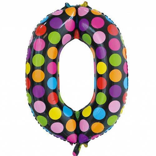 Ballon de baudruche Number 0 Dots XL 86cm vide