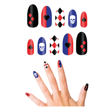 Faux ongles d'Halloween Harley Quin 10pcs