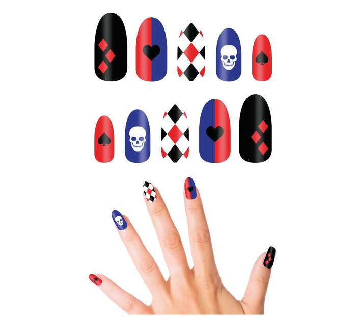 Faux ongles d'Halloween Harley Quin 10pcs