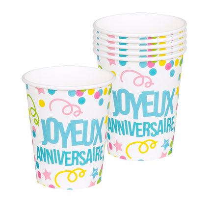 Coupes Joyeux Anniversaire 250ml 6pcs