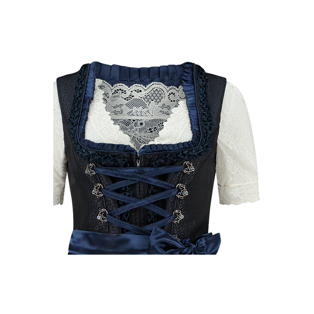 Bleu foncé Robe Dirndl Oktoberfest Femmes 2 Pièces