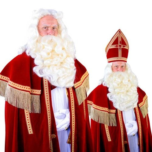 Barbe de Sinterklaas avec moustache fixe Madrid Kanekalon