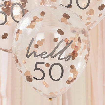 Ballons confettis or rose 50 ans 30cm 5pcs