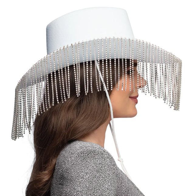 Chapeau de cowgirl blanc Showgirl