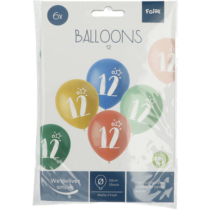 Ballons 12 ans colorés 33cm 6pcs