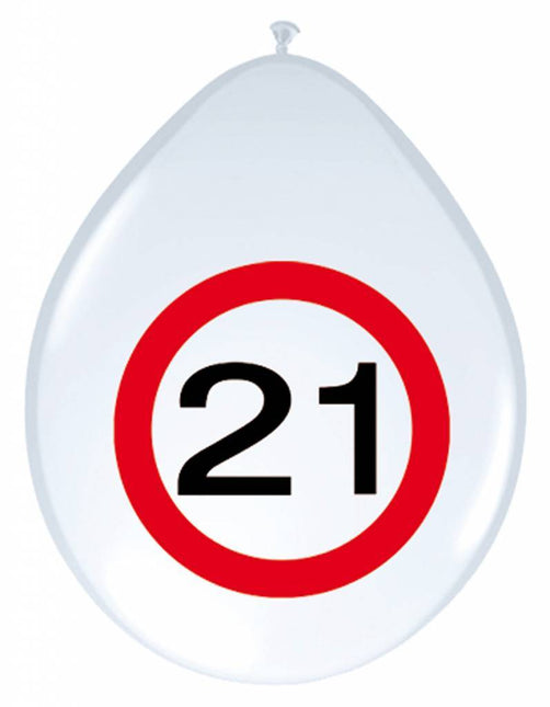 Ballons 21 Years Traffic Sign 30cm 8pcs