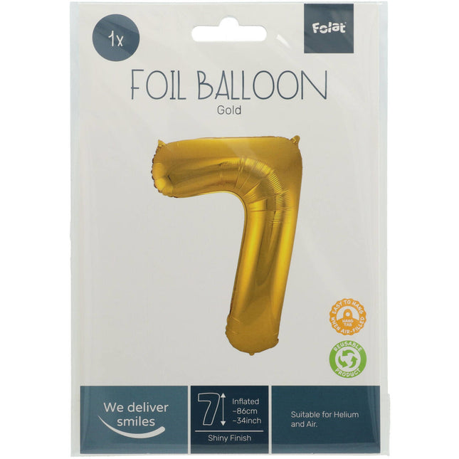 Ballon de baudruche Figure 7 Gold Metallic XL 86cm vide