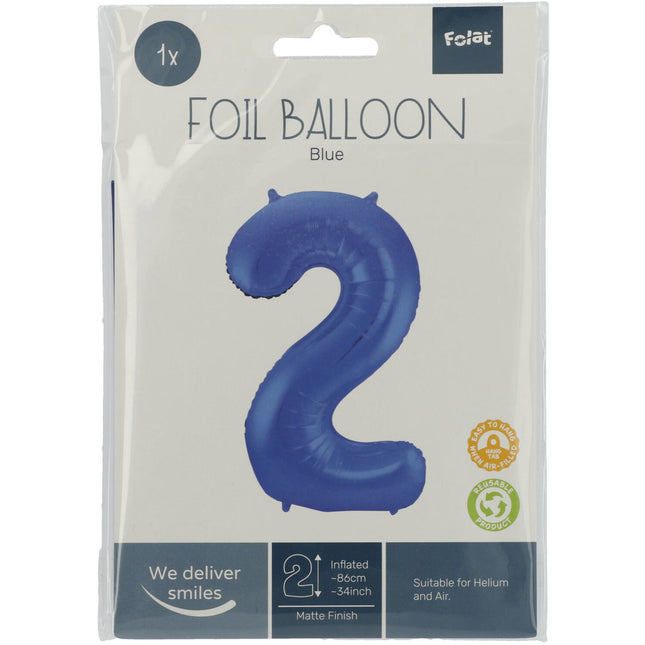 Ballon de baudruche Figure 2 Bleu mat XL 86cm vide