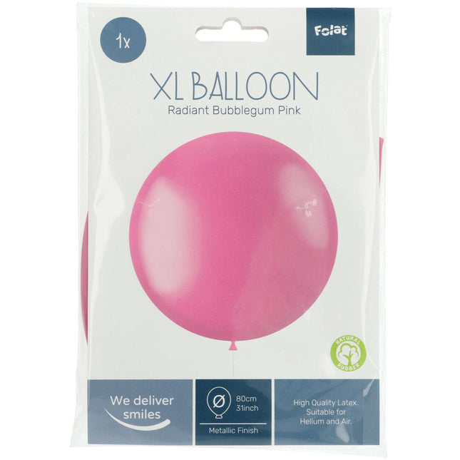 Ballon de baudruche rose métallisé 80cm