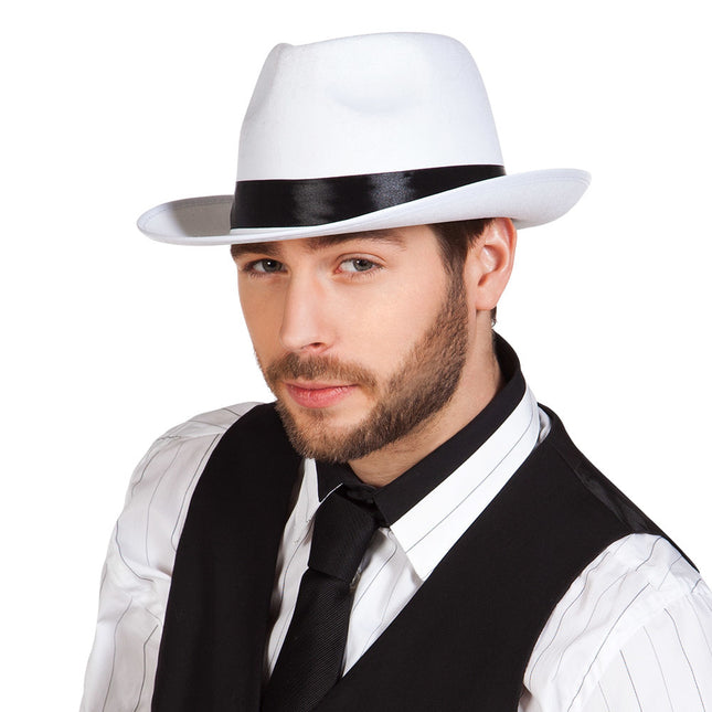 Chapeau Mafia Blanc 38cm